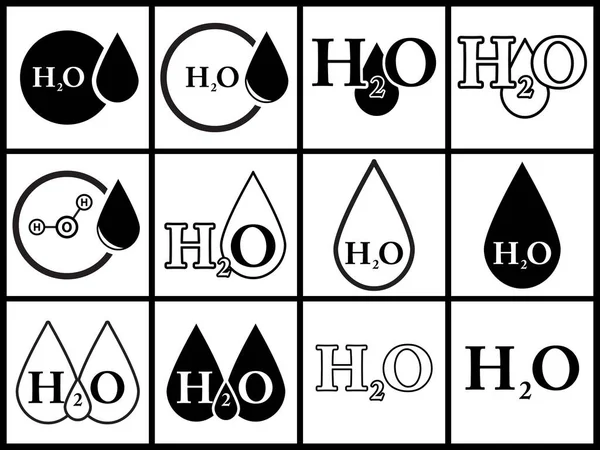 Icono H2O Diseño Símbolo Agua H2O Conjunto Ilustración Vectorial Simple — Vector de stock