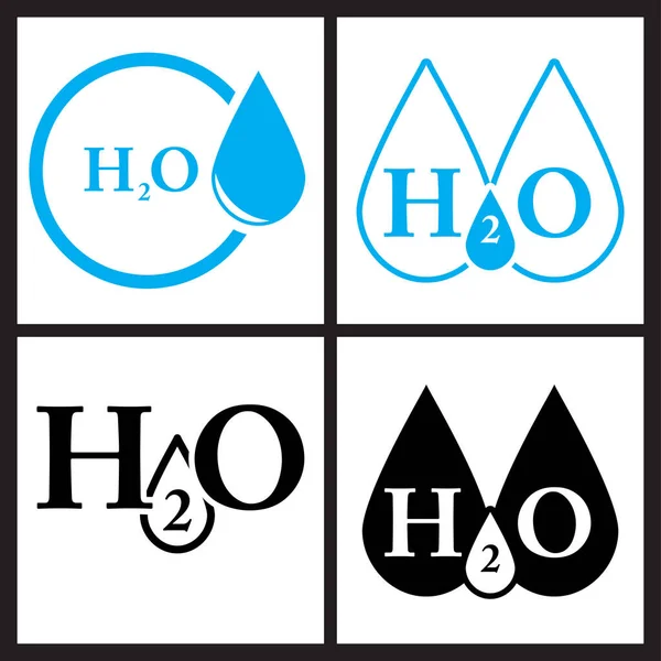Colección Iconos H2O Diseño Símbolo Agua H2O Conjunto Ilustración Vectorial — Vector de stock