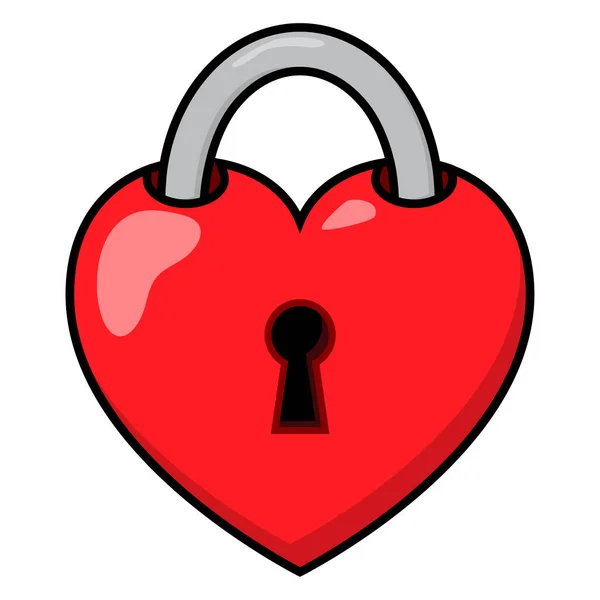 Εικόνα Κλειδώματος Σχήματος Καρδιάς Διανυσματική Απεικόνιση Κινουμένων Σχεδίων Που Απομονώνεται — Διανυσματικό Αρχείο
