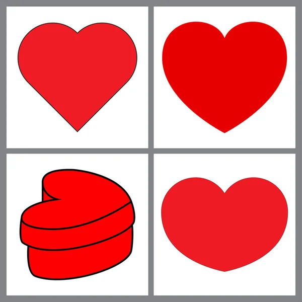 Forme Coeur Pour Amour Symboles Vectoriel Dessin Animé Ensemble Illustration — Image vectorielle