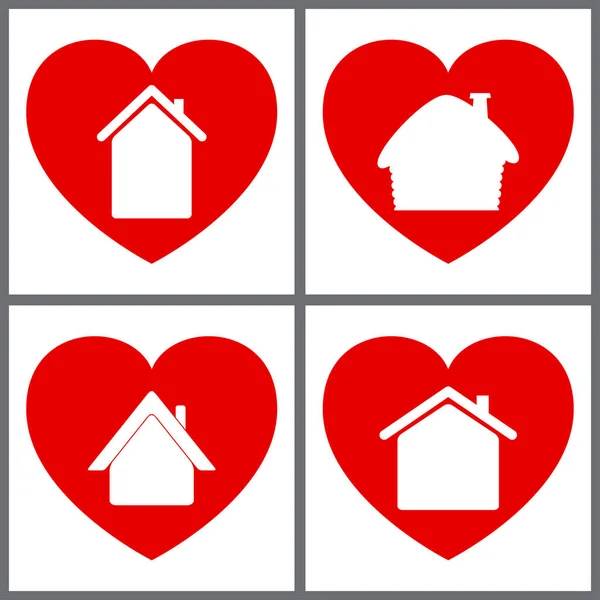 Home Love Icon Vektor Design Template Isolate Auf Weiß — Stockvektor