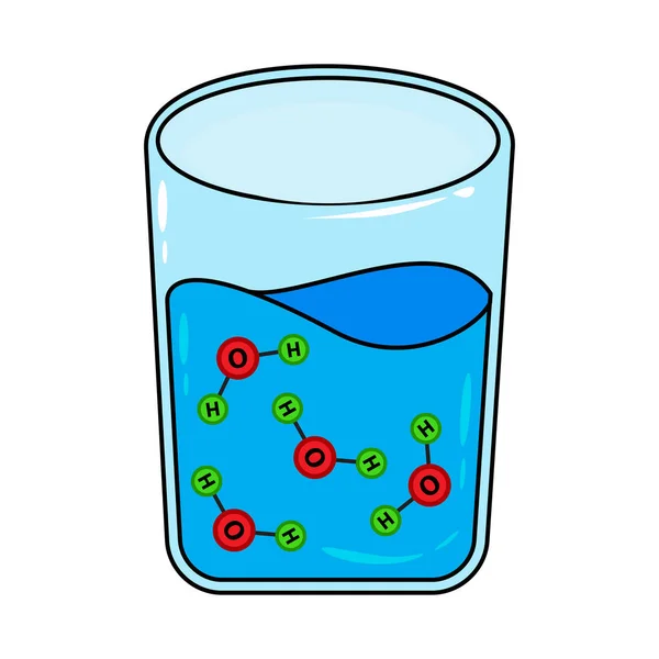 H2O Molecule Glass Water Matter Icon Vector Illustration Isolated White — Stock Vector