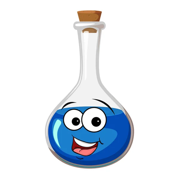 Mascotte Potion Bleue Personnage Dessin Animé Illustration Vectorielle Isolée Sur — Image vectorielle