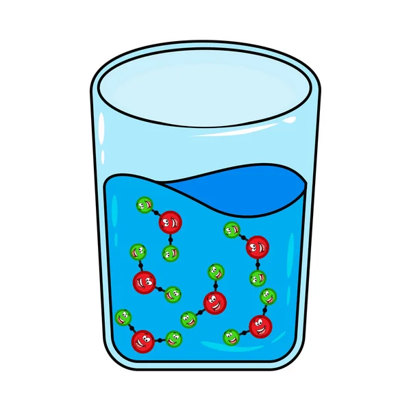 H2O Molecuul Glas Watermaterie Icoon Vector Illustratie Geïsoleerd Witte Achtergrond — Stockvector