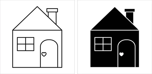 Kid Drawing House Vector Illustration Child Style Outline Silhouette Design — Stock Vector