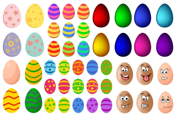 Easter Egg Set Isolated White Background — Stock Vector