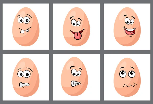 Egg Character Set Isolated White Background Cute Cartoon Eggs — Stock Vector