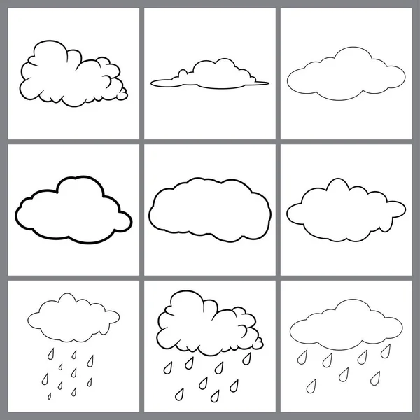 Cloud Line Art Set Иконка Облака Форма Облака Набор Различных — стоковый вектор