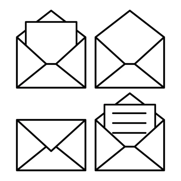 Email Message Envelope Icon Outline Vector Isolated White — Archivo Imágenes Vectoriales