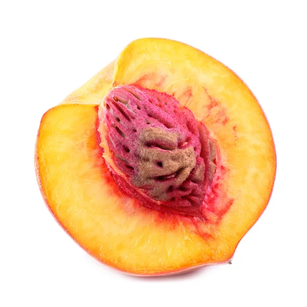 Half of peach on white — Stock Photo, Image