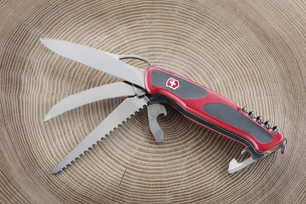 Kropyvnytskyi Ukraine May 2022 Swiss Pocket Foldable Knife Victorinox Rangergrip — 图库照片