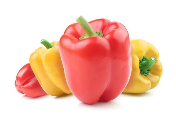 Red Yellow Bell Pepper Isolated White Background Full Depth Field — Photo