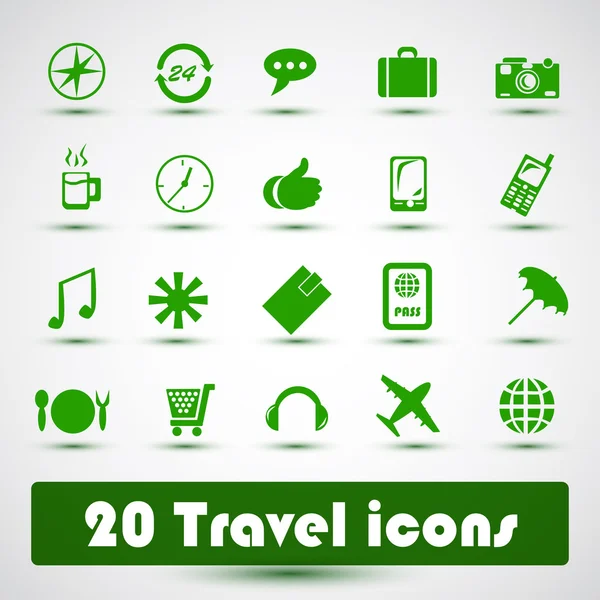 20 iconos de viaje — Archivo Imágenes Vectoriales