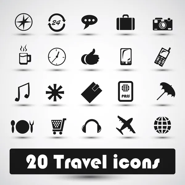 20 icono de viaje — Vector de stock