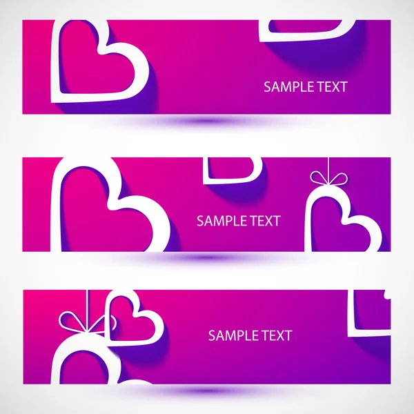 Papper hjärta violett banner — Stock vektor