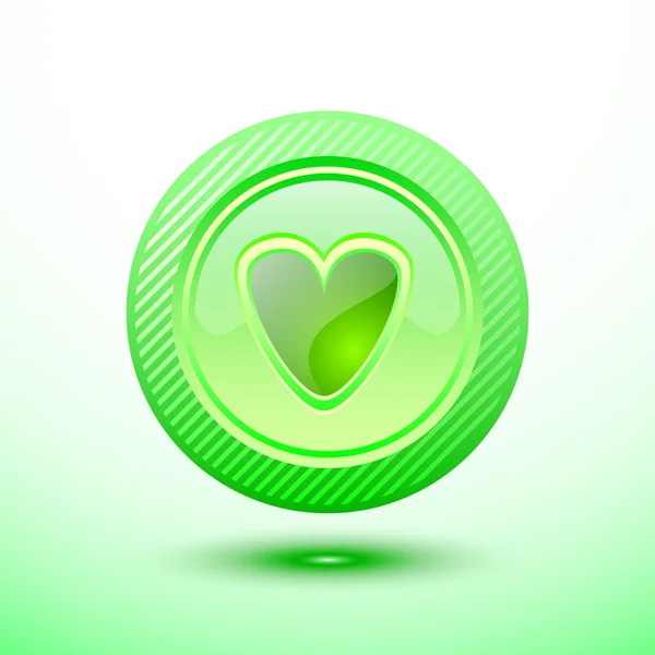 Серце зеленої кнопки — стоковий вектор