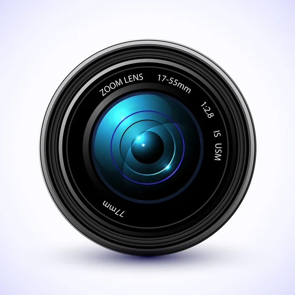 Camera photo lens with flare. — Stock Vector