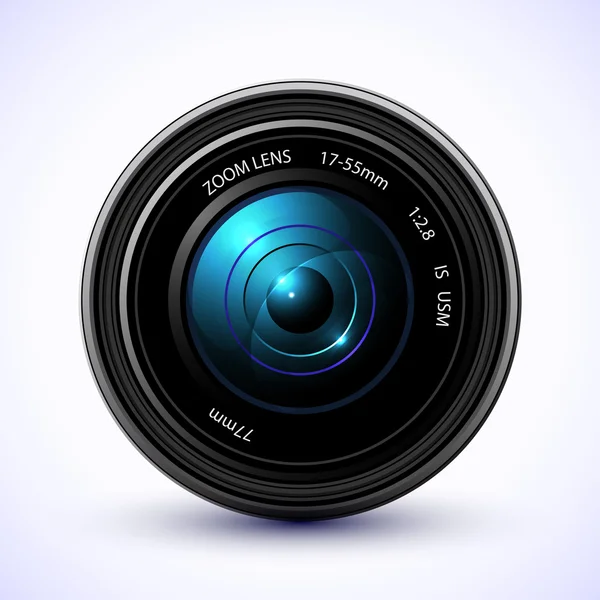 Objectif photo appareil photo avec fusée éclairante. — Image vectorielle