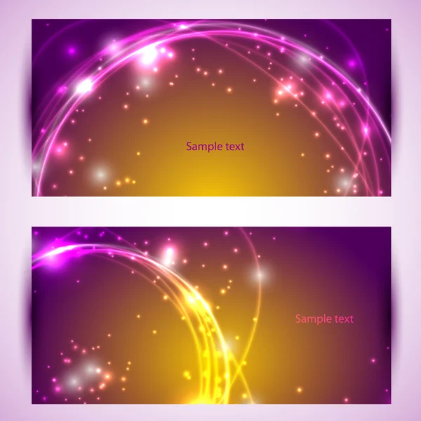 Set van twee banners, abstracte headers met gouden sparkles — Stockvector