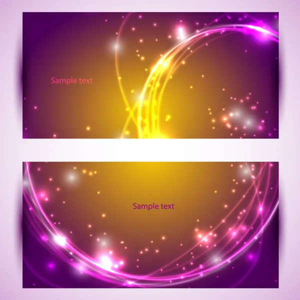 Set van twee banners, abstracte headers met gouden sparkles — Stockvector