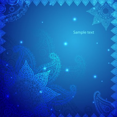 mavi Hint vintage süs. iş tanıtımı için vektör çizim