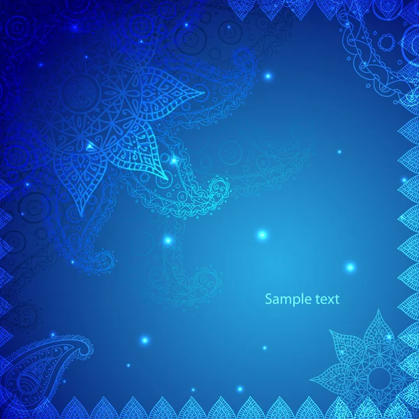 Adorno vintage indio azul. Ilustración vectorial para su presentación empresarial — Vector de stock