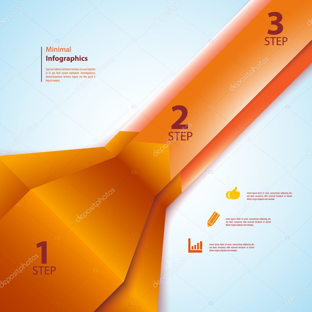 One, two, three info-graphics ribbons. Vector illustration for your business presentation