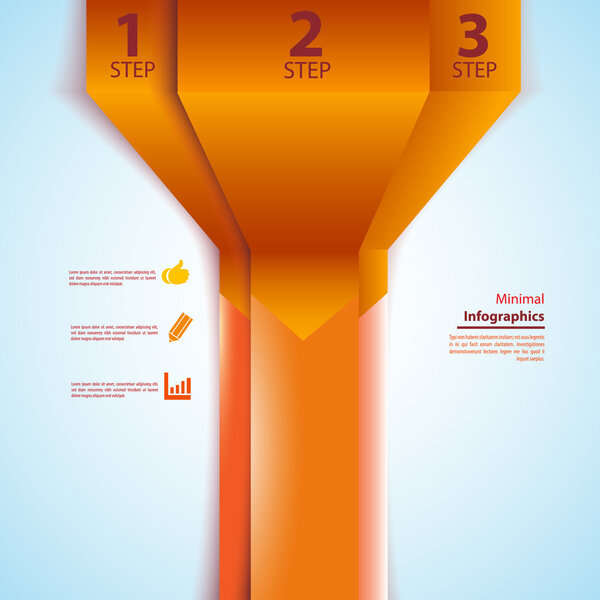 One, two, three info-graphics ribbons. Vector illustration for your business presentation