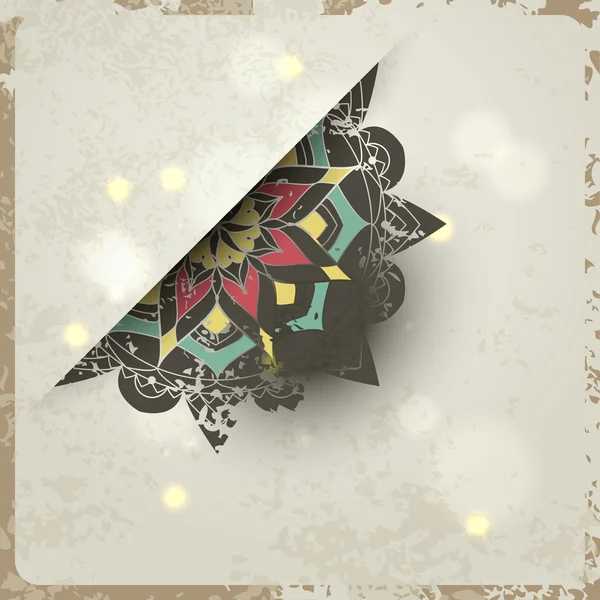 Indiase grunge ornament met sparkles en echte schaduw. vectorillustratie voor uw bedrijfspresentatie — Stockvector