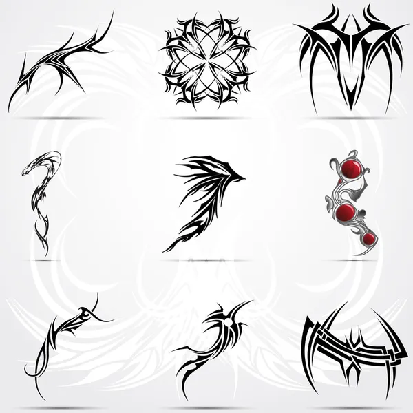 Tattoo SketchBook. Set of Labels and Elements. Vector Set