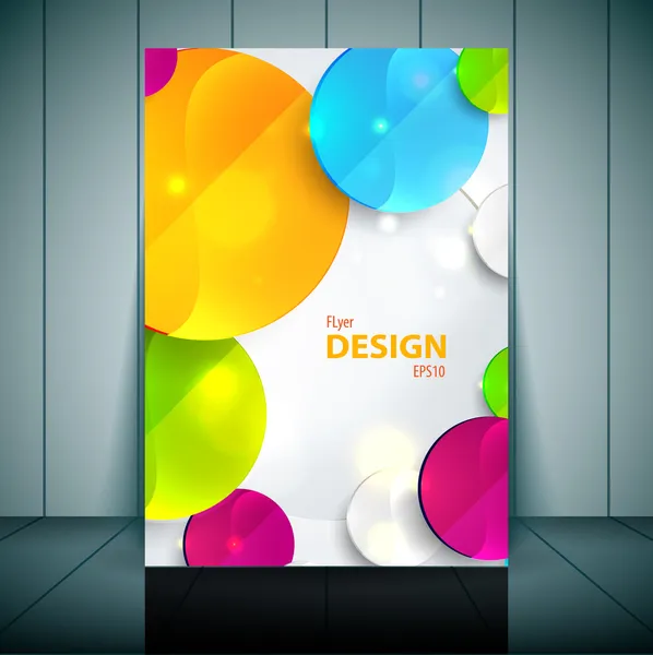 Lingkaran 3D berwarna Business Flyer Template Vector Design - Stok Vektor