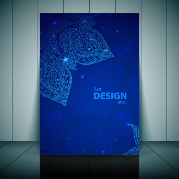 Plantilla Blue Business Flayer con adorno indio. Ilustración vectorial para su presentación empresarial . — Archivo Imágenes Vectoriales