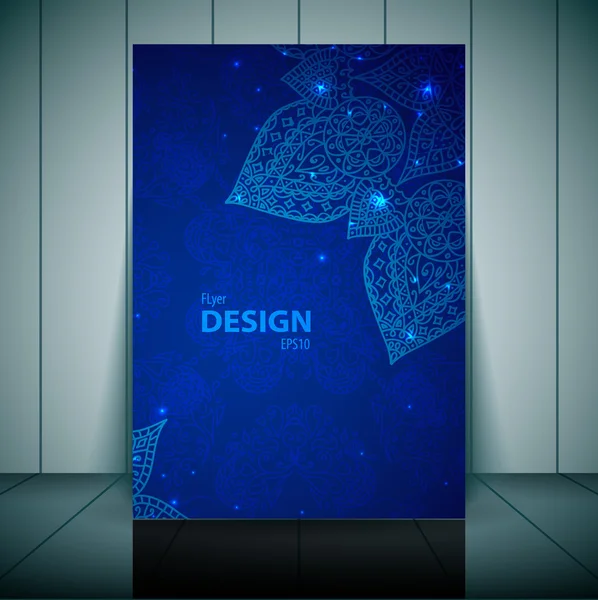 Blue Business Flayer Template con ornamento indiano. Illustrazione vettoriale per la presentazione aziendale . — Vettoriale Stock