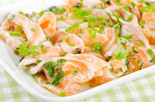 Salmon carpaccio appetizer — Stock Photo, Image