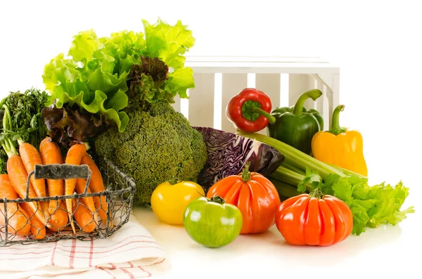 Variety of fresh vegetables on white background — Stock Photo, Image