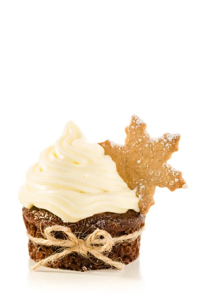 Christmas cupcake with snow flake cookie — Stock Photo, Image