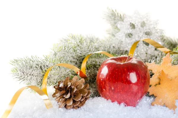 Çam ağacı, elma, baharatlar ile Noel kavramı arka plan Stok Fotoğraf