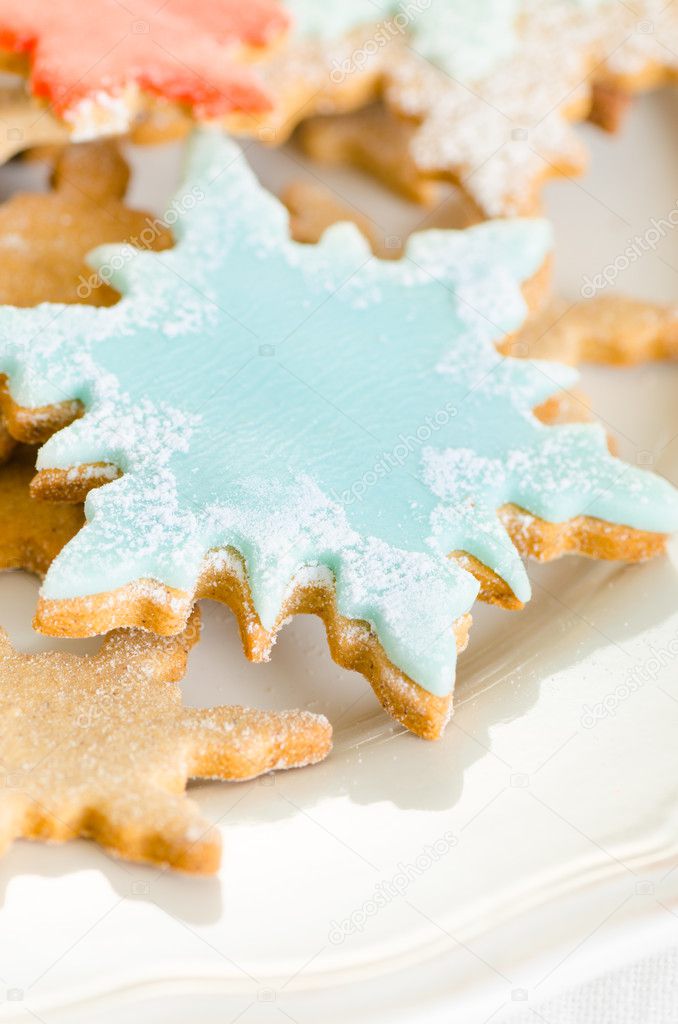 Snowflake decorated christmas cookies