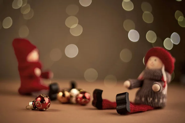 Новогодняя Открытка Рождественскими Украшениями Мелкая Глубина Резкости — стоковое фото
