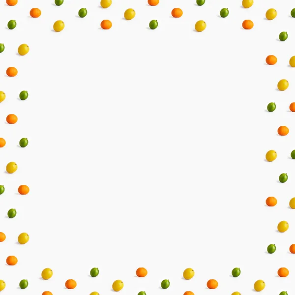 Pattern Lemon Lime Tangerine Isolated White Background Center Free Space — Fotografia de Stock