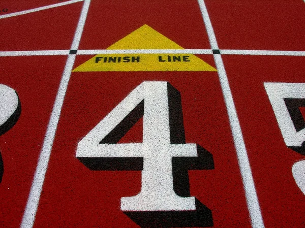 Finish line on lane 4 — Stock Photo, Image