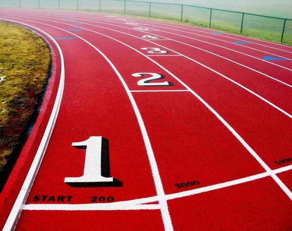 Numbered lanes on track — Stock Photo, Image