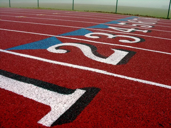 Numbered lanes on track — Stock Photo, Image