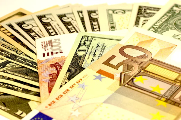 Pieniądze dolary euro — Zdjęcie stockowe