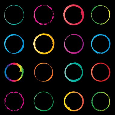 vektör daire simgeler siyah arka plan üzerine set