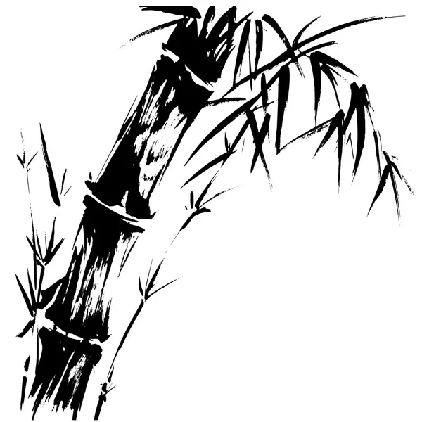 Menggambar Siluet Bambu - Stok Vektor
