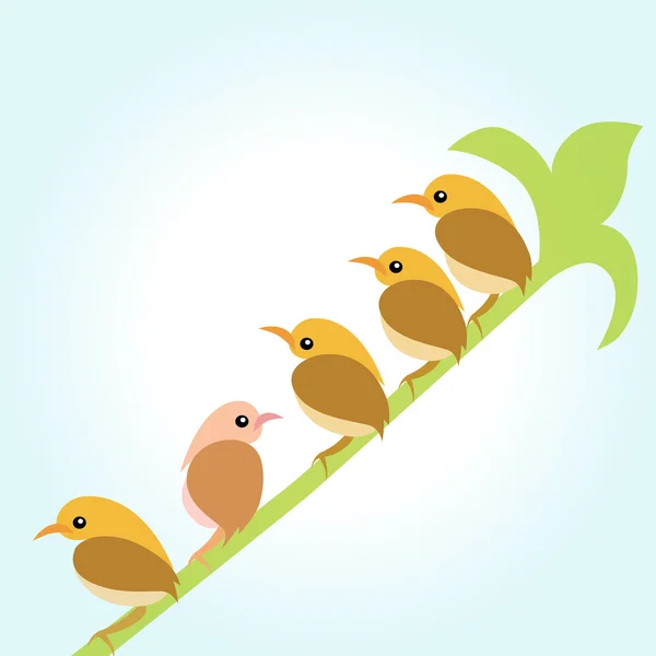 Oiseaux sur les branches vert — Image vectorielle