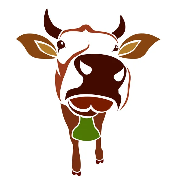 Vaca marrón sobre fondo blanco — Vector de stock