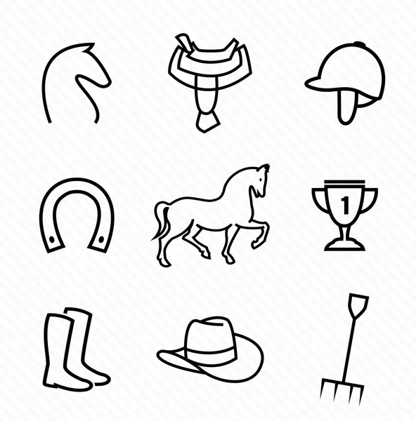 Conjunto de ícones de equipamento de cavalo vetorial — Vetor de Stock