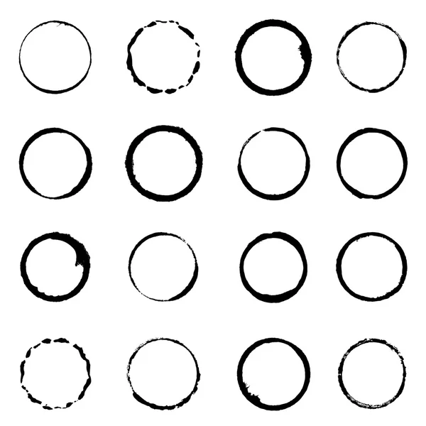 Vector grunge cirkel penseelstreken voor frames instellen — Stockvector